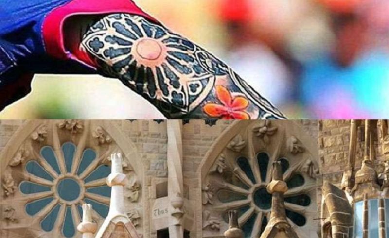 Hình xăm hoa sen bên cánh tay phải