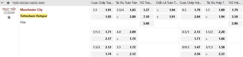 Man City vs Tottenham