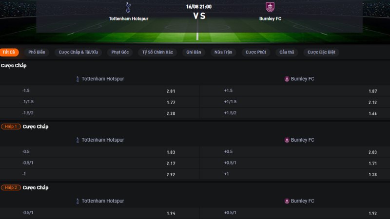 Tottenham vs Burnley