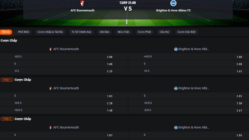 Bournemouth vs Brighton