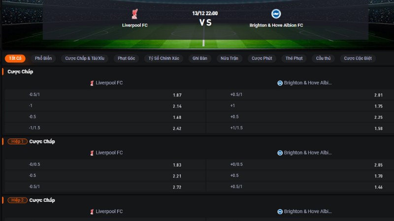 Liverpool vs Brighton